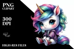 Dressed Baby Unicorn Clipart PNG Product Image 3