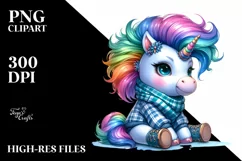 Dressed Baby Unicorn Clipart PNG Product Image 1