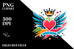 Heart with Wings and Crown PNG Product Image 2