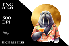 Hipster Walrus with Cocktail PNG Product Image 2