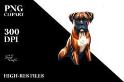 Watercolor Boxer on Sand with Surf and Ball | Clipart Product Image 2