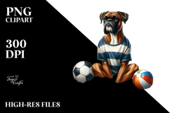 Watercolor Boxer with Surf and Ball Product Image 2
