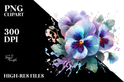 Pansy with Watercolor Splash, High-Resolution PNG Product Image 2