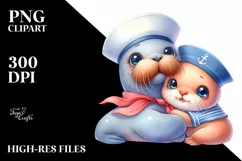 Colorful Baby Walrus Sailor Clipart Product Image 3