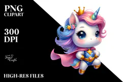 Cute Baby Unicorn Posing as Hero Clipart Product Image 2