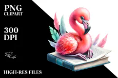 Vibrant Book Flamingo Clipart Product Image 2