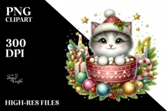 Cute Cat with Christmas Ornaments PNG Product Image 3