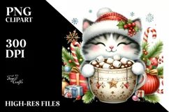 Cute Cat with Christmas Ornaments PNG Product Image 1