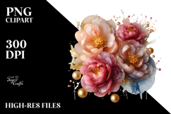Glossy Peonies in Material, PNG Product Image 2