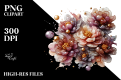 Glossy Peonies in Material, PNG Product Image 2