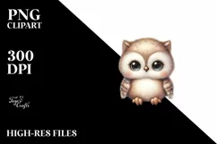 Vintage Owl on Moon with Snowflakes PNG Product Image 3