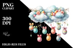 Watercolor Cloud with Easter Eggs PNG Product Image 2