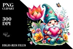 Colorful Pastel Gnome on Flower PNG Product Image 2