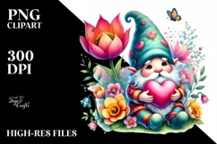 Colorful Pastel Gnome on Flower PNG Product Image 2