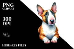 Watercolor Bull Terrier Surrounded by Christmas Gifts, PNG Product Image 2