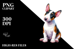 Watercolor Bull Terrier Surrounded by Christmas Gifts, PNG Product Image 2