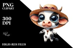 Funny Baby Cow with Sun Hat Clipart Product Image 3
