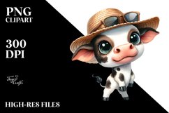 Funny Baby Cow with Sun Hat Clipart Product Image 3