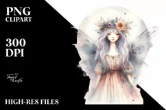 Washed Watercolor Boho Fairy, Transparent PNG Product Image 3