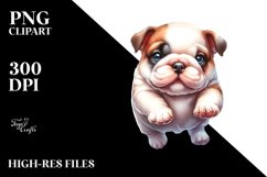 Jumping Bulldog, Pastel Watercolor PNG Product Image 1