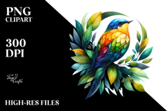 Abstract Vibrant Bird Made of Plant Leaves PNG Product Image 2