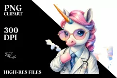 colorful Baby Unicorn in Lab Coat Product Image 1