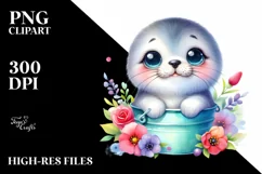 Colorful Bearded Seal Baby Bucket | Sublimation | Clipart Product Image 1