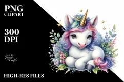 Baby Unicorn Watercolor PNG Product Image 1