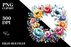 Colorful Floral Frame Sublimation Clipart Product Image 1