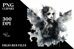 Washed Watercolor Gothic Fairy, Transparent PNG Product Image 3