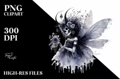 Washed Watercolor Gothic Fairy, Transparent PNG Product Image 1