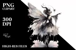 Washed Watercolor Gothic Fairy, Transparent PNG Product Image 3