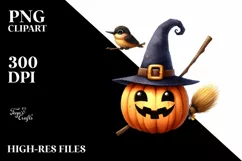 Funny Watercolor Halloween Broom | Sublimation Clipart Product Image 3