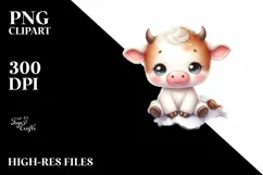 Pastel Baby Cow on Cloud with Snowflakes Product Image 3