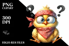Funny Chick Sitting with Bandana PNG Product Image 1