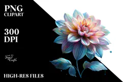 Dahlia with Watercolor Splash, PNG Product Image 2