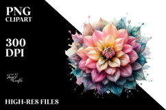 Dahlia with Watercolor Splash, PNG Product Image 2