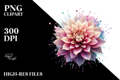 Dahlia with Watercolor Splash, PNG Product Image 2