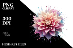 Dahlia with Watercolor Splash, PNG Product Image 2