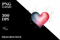 Heart Washed Watercolor Style PNG Product Image 2