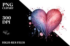 Heart Washed Watercolor Style PNG Product Image 2