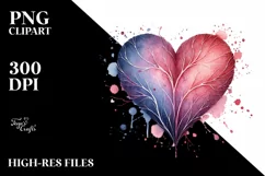 Heart Washed Watercolor Style PNG Product Image 2