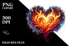 Fire Heart Watercolor Painting PNG Product Image 2