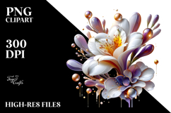 Abstract -Like Freesia with Golden Insertions PNG Product Image 2