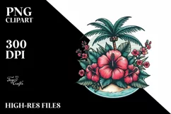 Vintage Tropical Flower Island Clipart Product Image 3