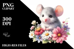 Cute Baby Mouse Flowers | Sublimation | Clipart Product Image 3