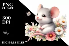 Cute Baby Mouse Flowers | Sublimation | Clipart Product Image 1