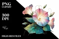 Stained Morning Glory,Watercolor PNG Product Image 3