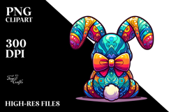 Colorful Stylized Bunny Sitting PNG Product Image 2