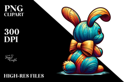 Colorful Stylized Bunny Sitting PNG Product Image 2